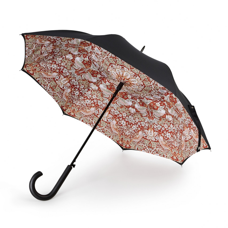 L856-4429 StrawberryThiefIndianRed (Клубничный воришка) Зонт женский трость Morris Co Fulton фото 1 — Интернет-магазин "BAGSTAR"