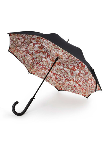 L856-4429 StrawberryThiefIndianRed (Клубничный воришка) Зонт женский трость Morris Co Fulton &mdash; Интернет-магазин "BAGSTAR"