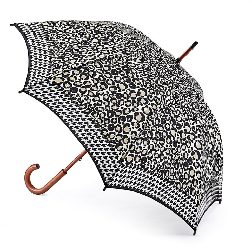 L056-3039 LeopardBorder (Леопард) Зонт женский трость Fulton фото 1 — Интернет-магазин "BAGSTAR"
